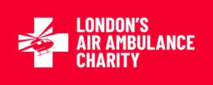 London’s Air Ambulance Logo – White – Red background
